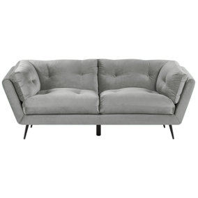 3 Seater Velvet Sofa Grey LENVIK
