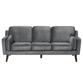 3 Seater Velvet Sofa Grey LOKKA