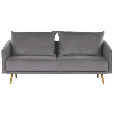 3 Seater Velvet Sofa Grey MAURA