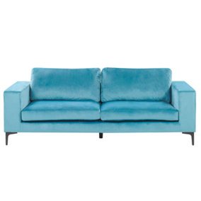 3 Seater Velvet Sofa Light Blue VADSTENA
