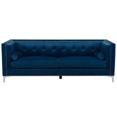 3 Seater Velvet Sofa Navy Blue AVALDSENES