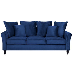 3 Seater Velvet Sofa Navy Blue BORNHOLM