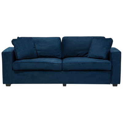 3 Seater Velvet Sofa Navy Blue FALUN