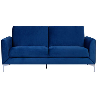 3 Seater Velvet Sofa Navy Blue FENES