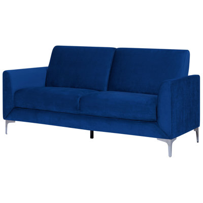 3 Seater Velvet Sofa Navy Blue FENES