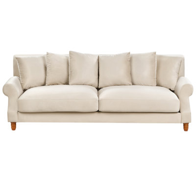 3 Seater Velvet Sofa Off-White EIKE