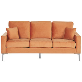 3 Seater Velvet Sofa Orange GAVLE