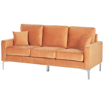3 Seater Velvet Sofa Orange GAVLE
