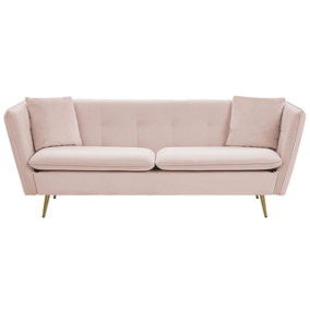 3 Seater Velvet Sofa Pink FREDERICA