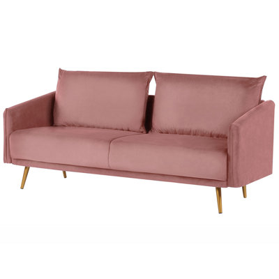 3 Seater Velvet Sofa Pink MAURA