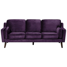 3 Seater Velvet Sofa Purple LOKKA