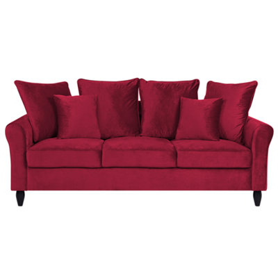 3 Seater Velvet Sofa Red BORNHOLM