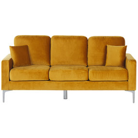 3 Seater Velvet Sofa Yellow GAVLE