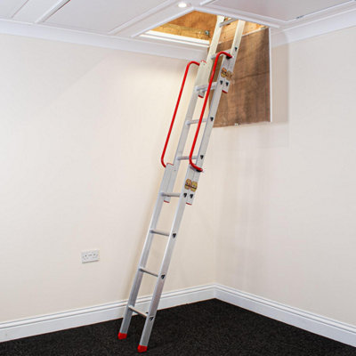 3 Section Aluminium Sliding Loft Ladder DIY at B&Q