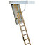 3 Section Timber Folding Loft Ladder & Handle Hatch & Frame 2.8m Max Height