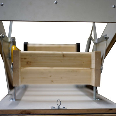 3 Section Timber Folding Loft Ladder Kit with Handle Hatch - 2.8m Maximum Height and Easy Installation
