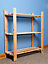 3 shelf pine slatted storage unit - natural wood solid pine