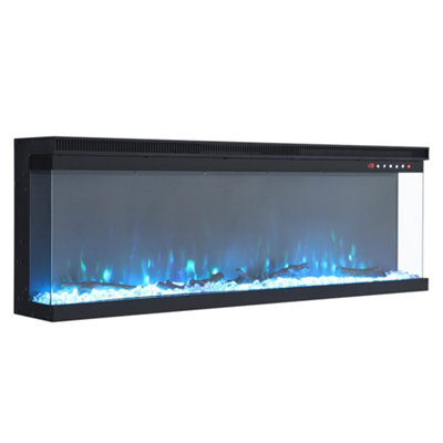 3 Side Electric Fire Wall Inset Or Freestanding Fireplace 9 Flames Color with Remote Control 60 inch