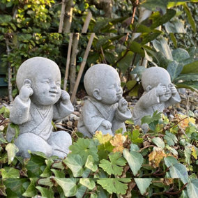 3 Small Monks Set Garden Ornaments
