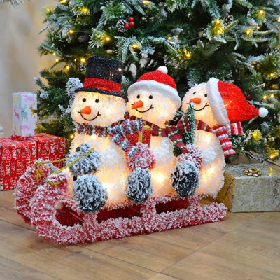 3 Snowmen on Sledge LED Decoration Price Comparisons | Compare The Build