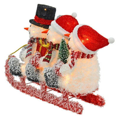 3 Snowmen on Sledge LED Decoration - 3