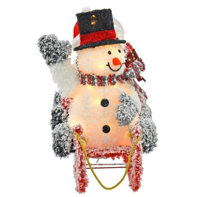 3 Snowmen on Sledge LED Decoration - 4