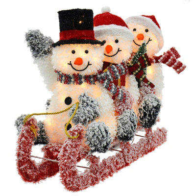 3 Snowmen on Sledge LED Decoration - 5