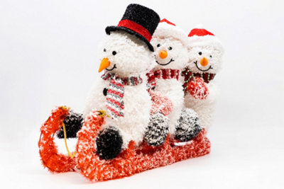 3 Snowmen on Sledge LED Decoration - 6