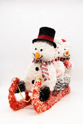 3 Snowmen on Sledge LED Decoration - 7