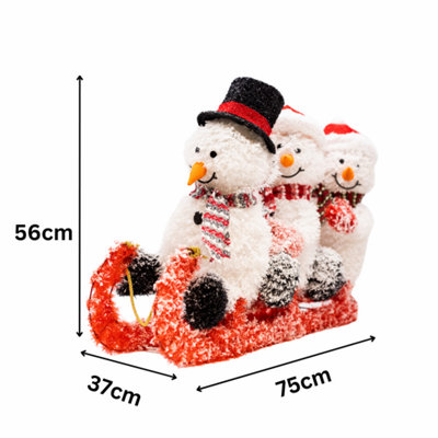 3 Snowmen on Sledge LED Decoration - 9