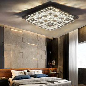 3 Square Layered Large Size Glamourous Crystal Chandeliers LED Ceiling Light 70cm Dimmable