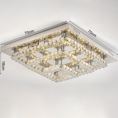 3 Square Layered Large Size Glamourous Crystal Chandeliers LED Ceiling Light 70cm Dimmable