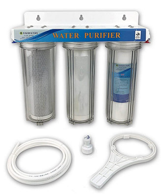 3 Stage 10" HMA Heavy Metal Reduction, Window Cleaning Water Filter System with 1/4" fittings by Finerfilters