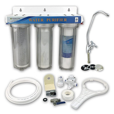 3 Stage HMA Heavy Metal Removal 10" Drinking Water Filter System with 1/4" fittings & Faucet Tap by Finerfilters