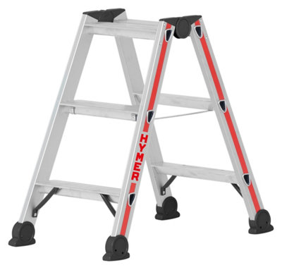 3 Step Hymer Aluminium Folding Double Sided Ladder
