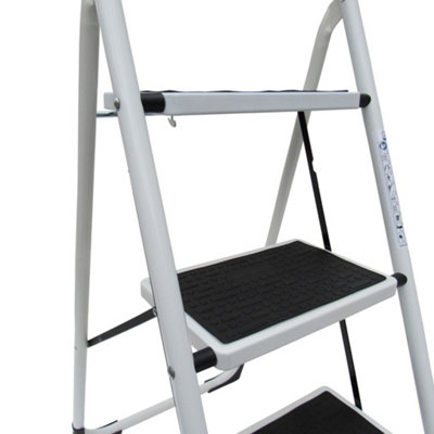 3 Step Ladder Stool Folding 150KG (Kitchen Platform Small Steel Safety Foldable)