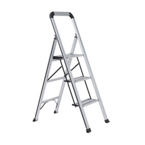 3 Step Ladder Wolf Slimline, Anti Slip, Folding, Aluminium Steps, 150KG Max Capacity