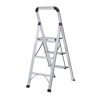 3 Step Ladder Wolf Slimline, Anti Slip, Folding, Aluminium Steps, 150KG Max Capacity