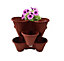 3 Terracotta Strawberry Trio Planter Flower Pot Stackable Plastic Patio Herb Planter