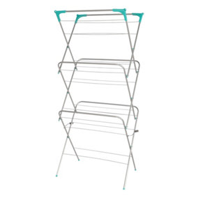 3 Tier 14M Concertina Airer Indoor and Outdoor Laundry Hanger Dryer Rack Metal Silver