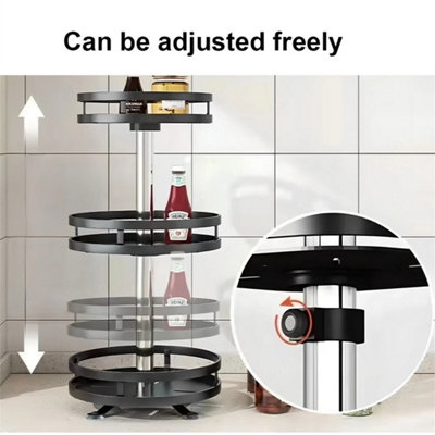 3 TIER 360 ROTATING SPICE RACK ORGANIZER METAL KITCHEN SEASONING JARS SHELF