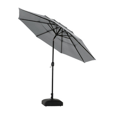 3-Tier 3M Parasol Garden Patio Umbrella with Push button Tilting and Crank No Base Sun Shade for Backyard Garden
