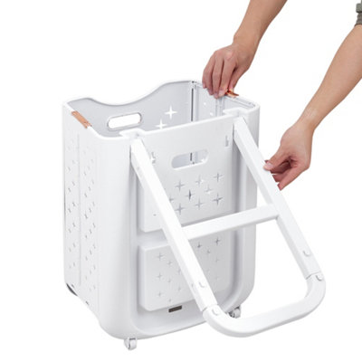 3-Tier ABS Foldable Freestanding Laundry Baskets with Casters