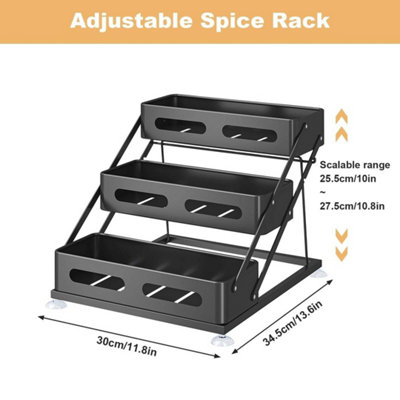 3-Tier Adjustable Spice Rack Organizer Metal Storage Cabinet