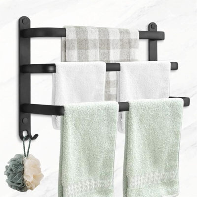 3 Tier Aluminum Ladder Towel Rack Adhesive Wall Mounted Space Saving ...