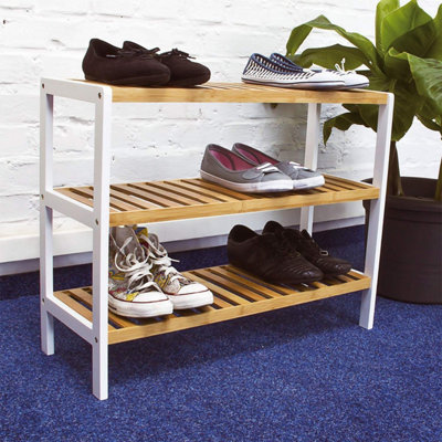 3 Tier Bamboo Shoe Storage Stand Shelf Organiser - Made Of 100% Eco-Friendly And Durable Natural Bamboo