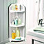3 Tier Bathroom Corner Shelves - Freestanding Cleaning & Grooming Product Display Stand - Measures H80 x W21cm