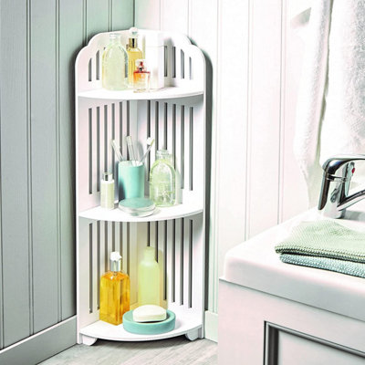 3 Tier Bathroom Corner Shelves Freestanding Cleaning Grooming