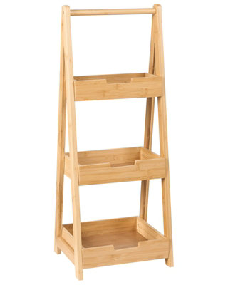 3-Tier Bathroom Shelving Unit in Light Brown Bamboo with Raised Borders, 30 x 25 x 78 cm