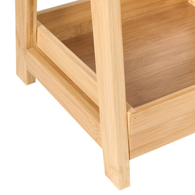 3-Tier Bathroom Shelving Unit in Light Brown Bamboo with Raised Borders, 30 x 25 x 78 cm